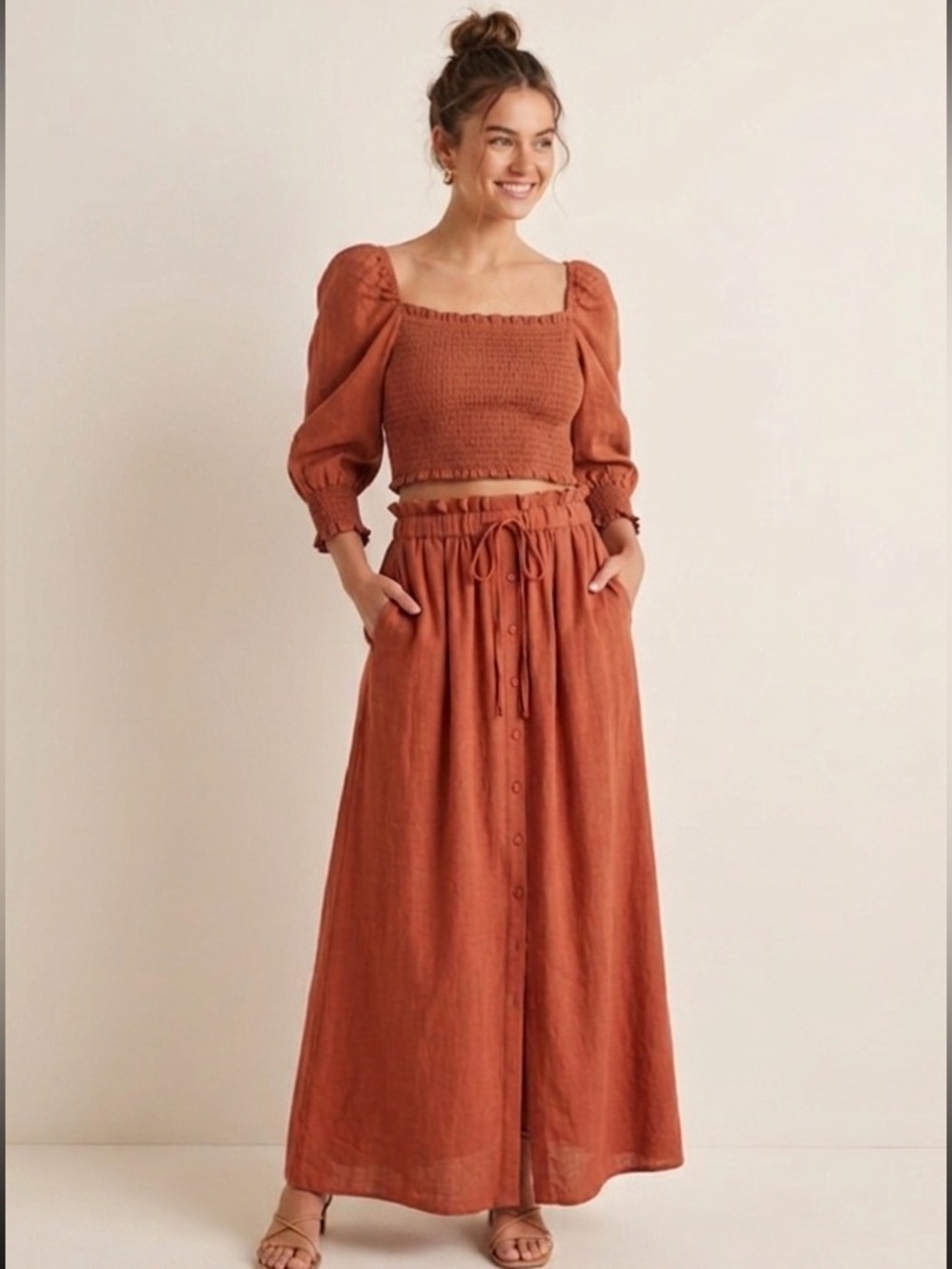 Jade by Jane Maxi Skirt & Top Set in Rust